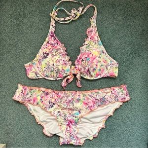 Victoria’s Secret ruffle multi-colored bikini